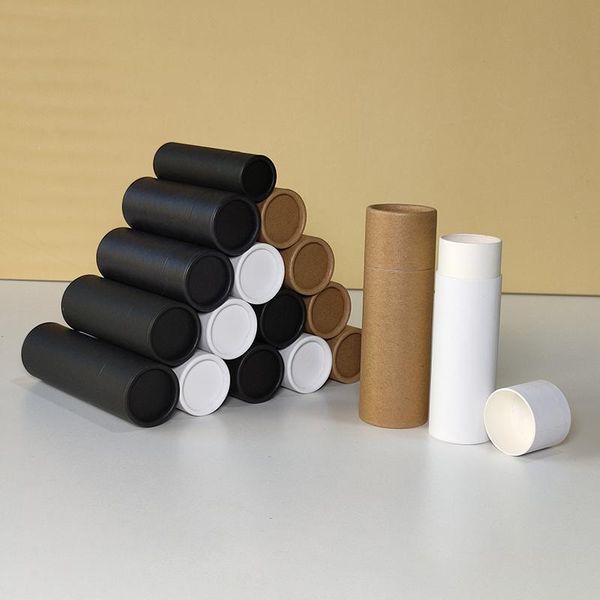 

eco friendly 50 pcs/lot cardboard tubes kraft black white 100% biodegradable paper cosmetic push up tube lip deodorant gift wrap