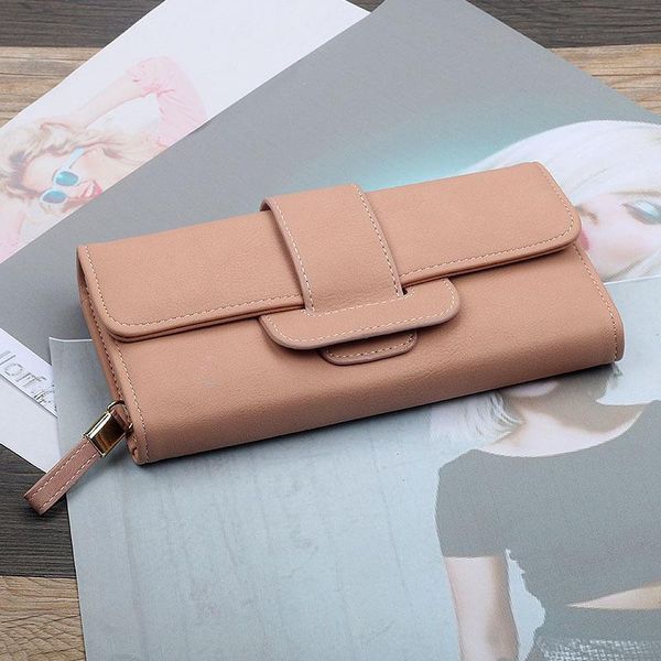 

wallets direct korean version three fold wallet long simple strap buckle women's multi card large capacity, Red;black