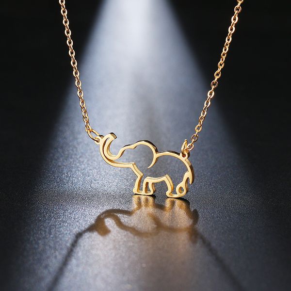 

dotifi stainless steel necklace for women lover's origami elephant pendant necklaces for women gothic jewelry collares, Silver