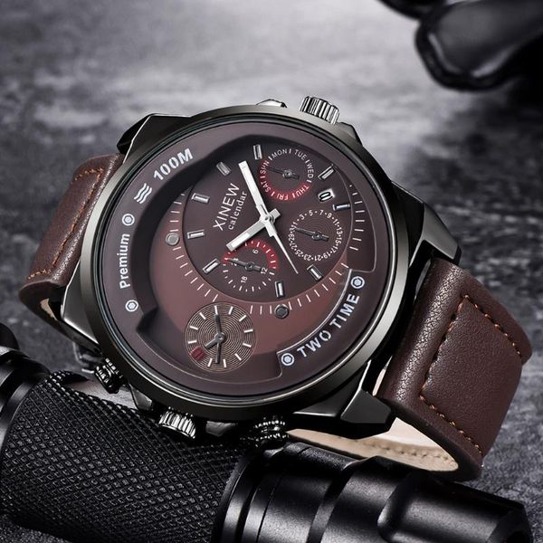 

wristwatches xi luxury fashion brand men watches business leather strap buckle mens clock quartz wrist montre homme, Slivery;brown