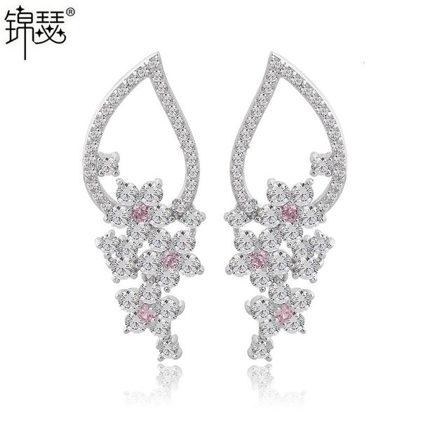 

jewelry charm stud slim earrings aaa zircon studded jewelry korean fashion, Golden
