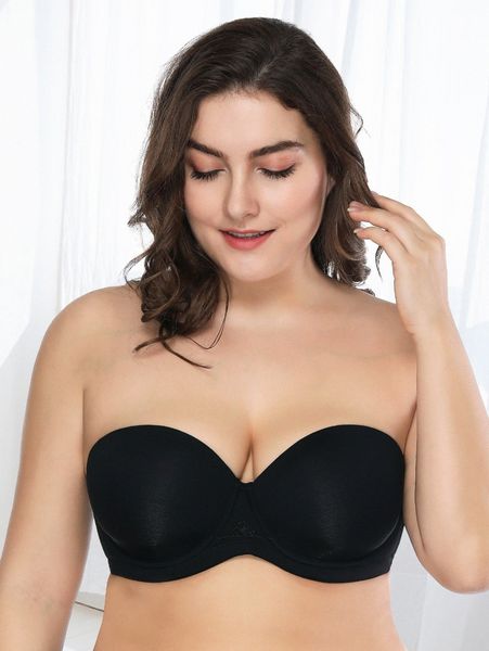 

wingslove plus underwire push up bra with shoulder straps z78k#, Black;white