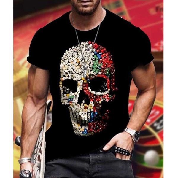 

men's t-shirts summer black t shirt male fashion gothic skulls vintage print casual streetwear short-sleeved for man clothing, White;black