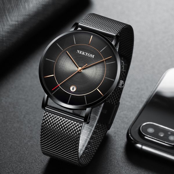 

new men's watch belt ultra thin quartz watch fashion trend watch, Slivery;brown