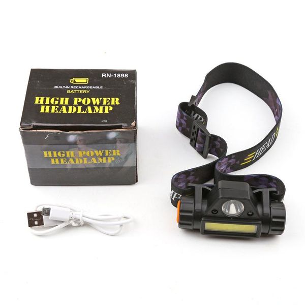 

portable xpe+cob led headlamp camping head lamp fishing headlight torch outdoor usb charging switch compact headlamps