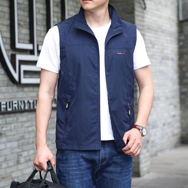 

men's vests 2021 spring and autumn vest jacket, outdoor leisure youth fashion cargo vest, thin, Black;white