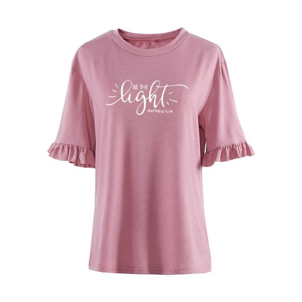 

women's t-shirt women catholic christian t-shirts be the light matthew 514 tshirt summer graphic religious petal sleeve tees gift cami, White