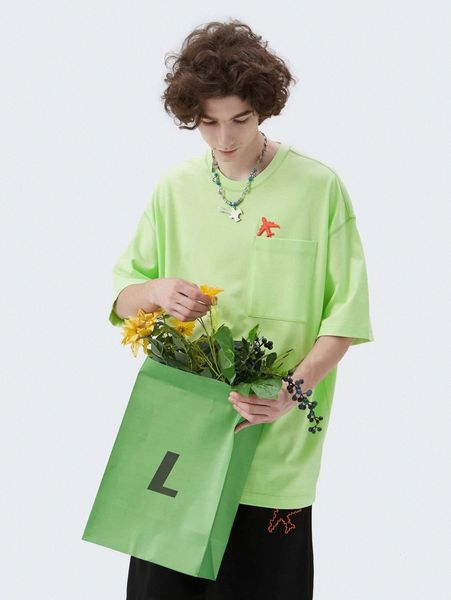 

men plane patch detail drop shoulder tee z26h#, White;black