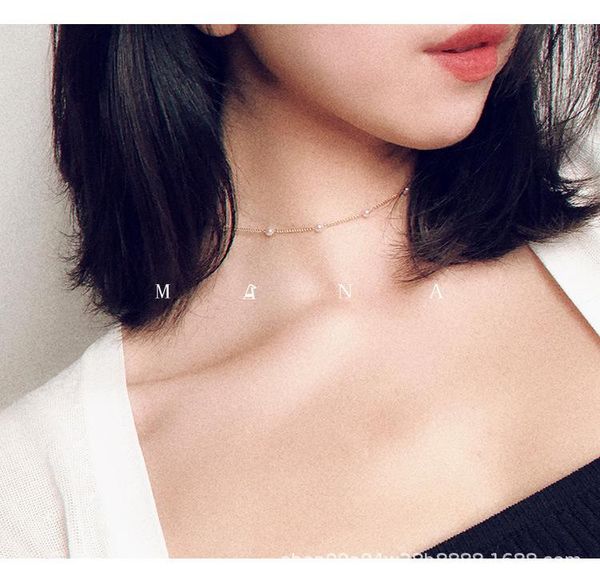 

chains pearl necklace dainty adjustable tiny chain delicate mother's valentine jewelry for women girls nov99, Silver