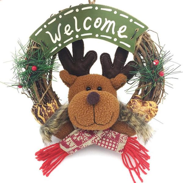

year decorations 2021wooden merry christmas garland wreath wall decor hanging rattan ring door ornaments home decorative flowers & wreaths
