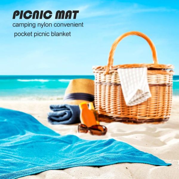 

portable pocket picnic mat beach travel camping blanket moisture-proof waterproof lightweight nylon for home outdoor pads