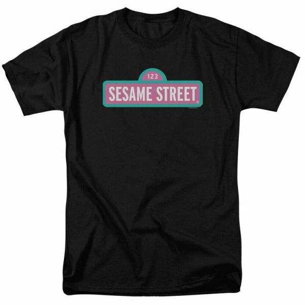 

Sesame Street Alt Logo T Shirt Mens Licensed Classic TV Show Big Bird Black, White;black