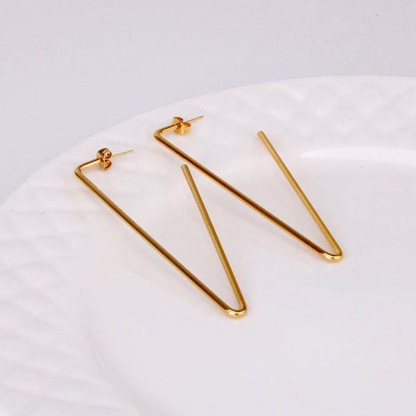 

hoop & huggie stainless steel stud earring for women gold color nice simple shape triangle ear accessories jewelry 2021, Golden;silver