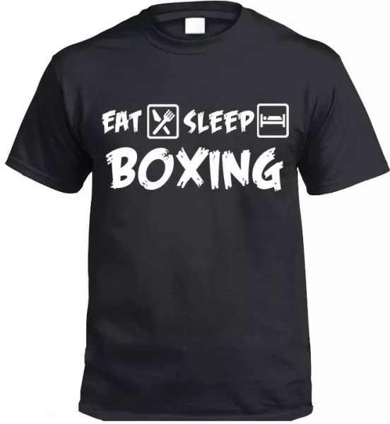 

Eat Sleep Boxen T-Shirt Lustiges Geschenk Boxershorts Geschenk, White;black