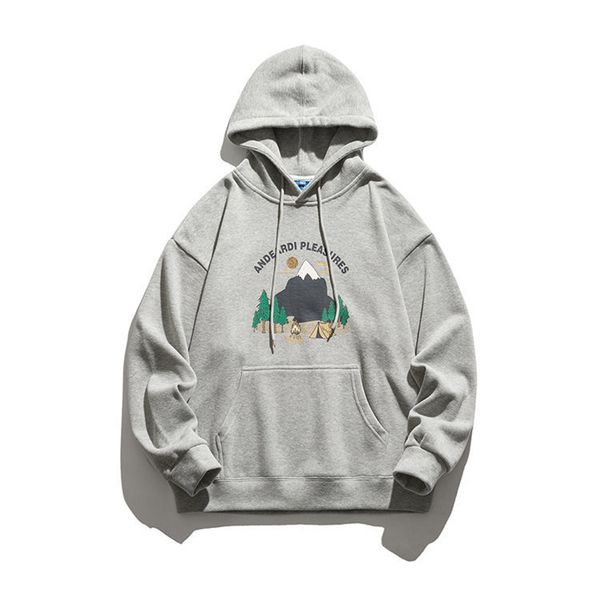 

nanxia disguise 2021 winter men's sweater campus fashion brand cartoon pattern printed hooded plush coat, Black
