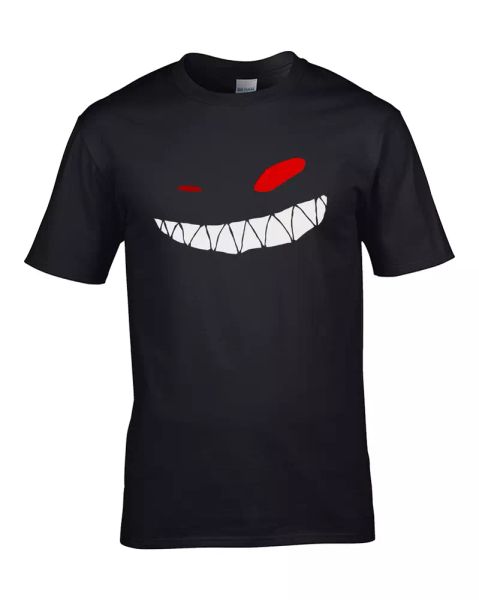 

evil goblin face - smiling, creepy, troll grin mens t-shirt, White;black
