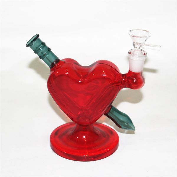 Belling di vetro rosso Bongs Bongs narghilè tubi dell'acqua del fumo dei tubi del tabacco dell'olio del tabacco DAB impalcabili 14mm Giunto femminile con la ciotola della erba secca