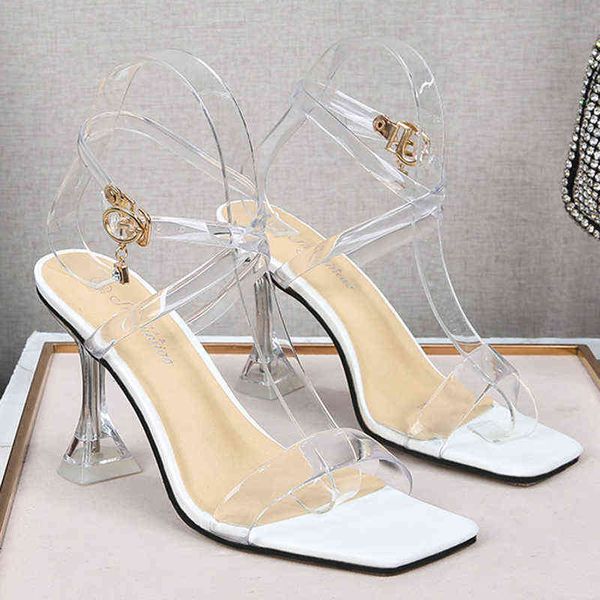 

sandals large size 35-45 women's shoes square toe stiletto buckle summer european and american high heel sandals 220309, Black