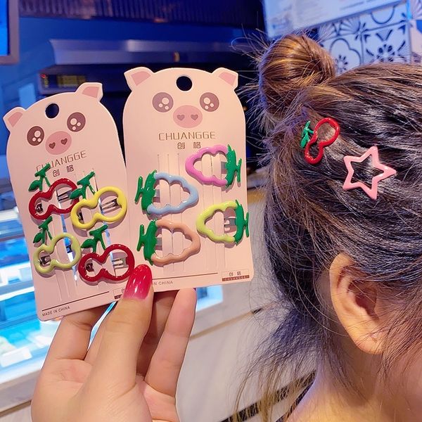 

j2a korean jewelry dongdamen keya hairpin barrettes children's hairpin cherry banana banana clips headdress headdress baby bb clip set, Golden;silver