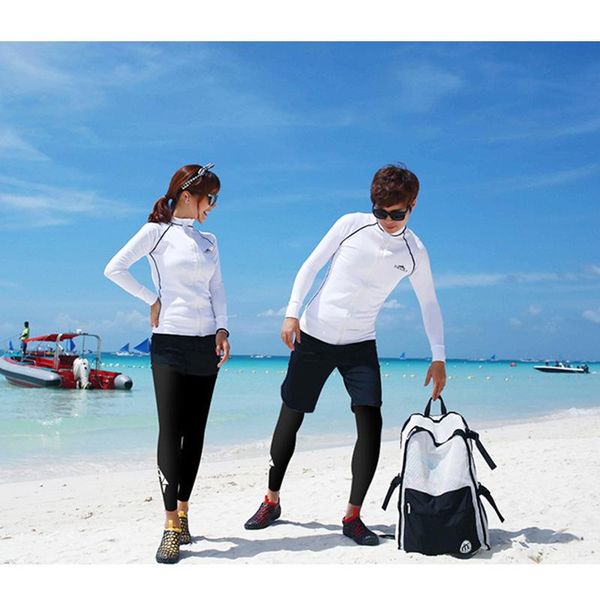 

one-piece suits men's long sleeve rash guard sun protection swim shirt upf 50+ surfing dive snorkeling bottoms full set bathing beach