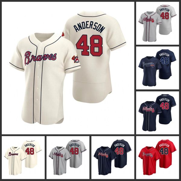 

atlanta braves men 48 ian anderson men youth jersey, Black;red