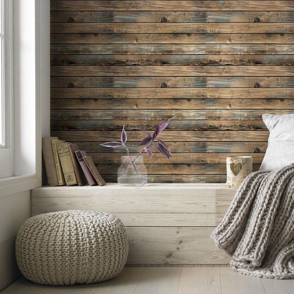 

wallpapers retro faux wood grain peel and stick wallpaper self-adhesive plank removable wall covering library bedroom
