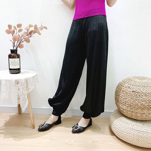 

capri basic models miyake plissado summer size large was thin bloomers women's wide pants, Black;white
