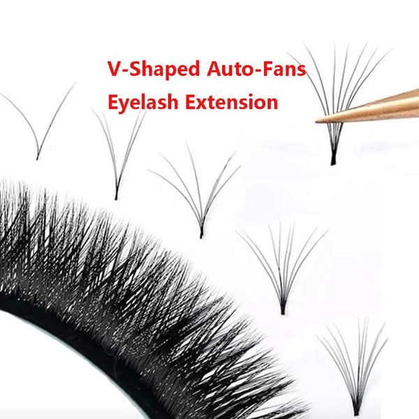 

soft easy fan lashes volume lash extension premium natural individual faux mink v shape auto-fans eyelash false eyelashes