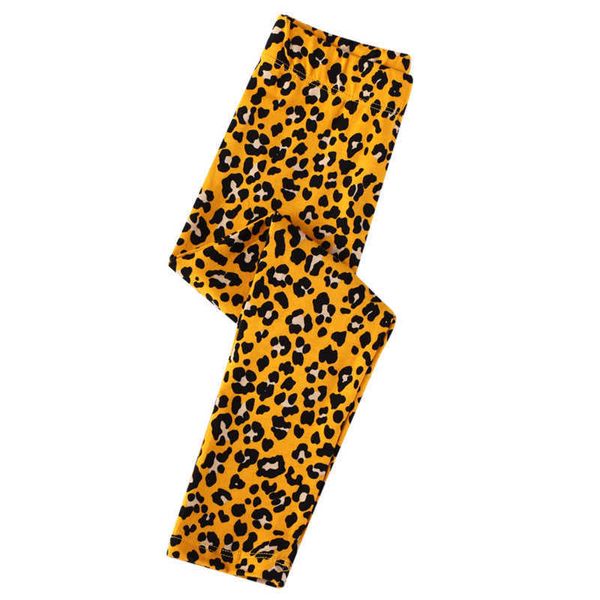 Saltando medidores leopard meninas leggings calças para crianças roupas outono primavera calças skinny 210529