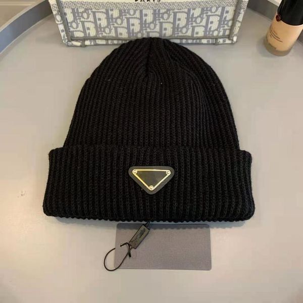 

hat p's autumn and winter knitted chao br casual versatile inverted triangle label men's women's warm pullover wool, Blue;gray