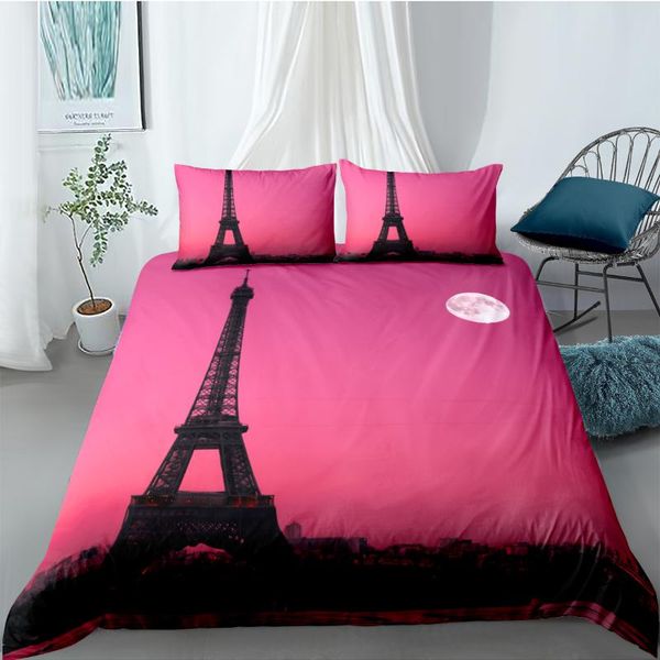 

bedding sets 3d red duvet cover modern comforter cases tower pillow sham king  super twin size 160*220cm landscape beddings