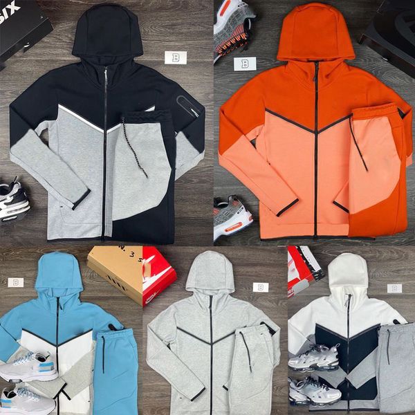 

men's sports set custom logo winter autumn long sleeve hooded hoodies+pants patchwork two pieces sets, Black