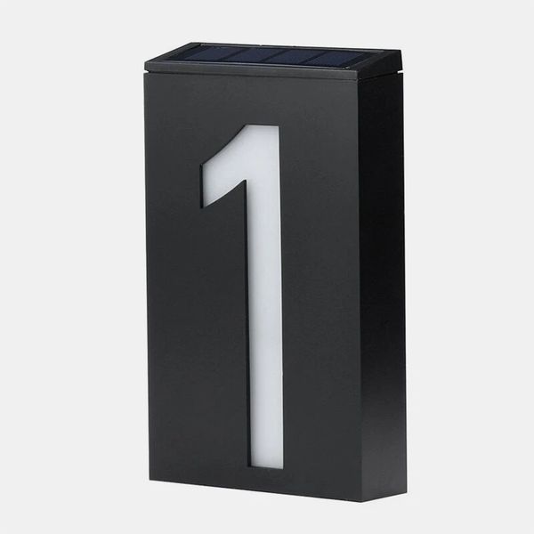 

solar house number digital light wall outdoor waterproof sign garden - 1