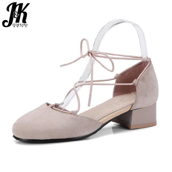 

dress shoes jk thick heels summer women sandals round toe square cross tied footwear 2021 fashion ballerina ladies, Black
