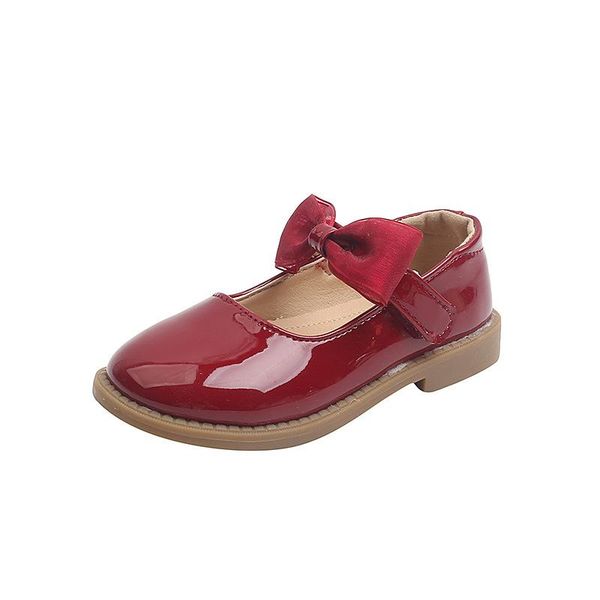 

flat shoes 2021 girls bow-knot princess autumn children' leather kids soft sole sweet party performance g207, Black;grey