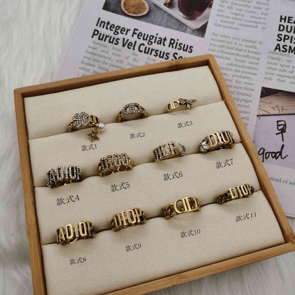 

70% off classic letter simple diamond ring temperament net red multi layer pearl ring, Silver