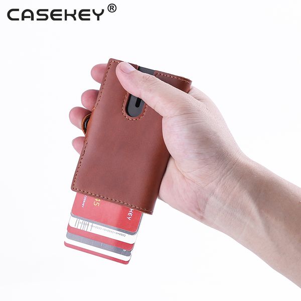 

men's fashion short genuine cow leather slim mini smart billfold card wallets, Red;black