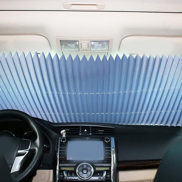 

car sunshade 1 pcs thermal curtain tailorable light barrier retractable heat insulation aluminium alloy windshield with suction cup