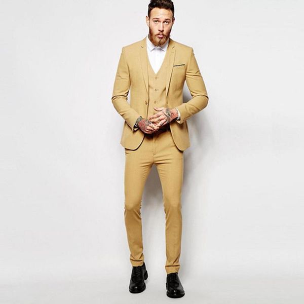 

beige men suits 2021 simple fashion groomsman wedding men's dinner party suit (jacket+pants+vest) & blazers, White;black
