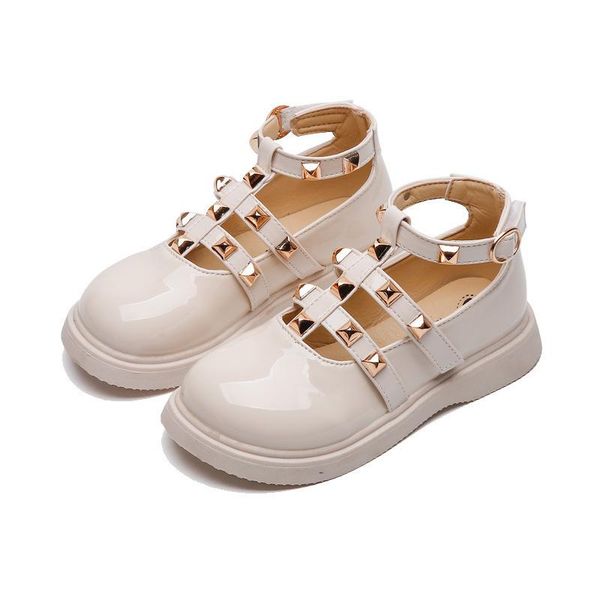 

flat shoes girls fashion breathable children non-slip autumn ankle outdoor rivet leather boots kids pu hollow casual platform, Black;grey