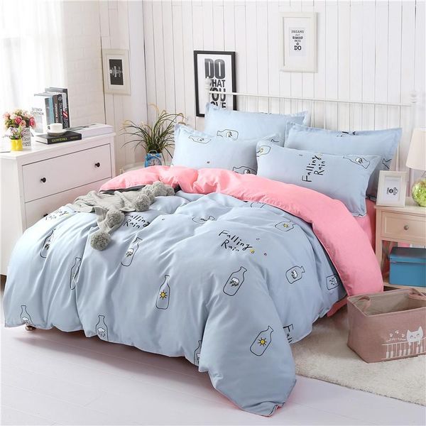 

bedding sets drifting bottle cotton printed pillowcase quilt cover bed sheet  size king four-piece set