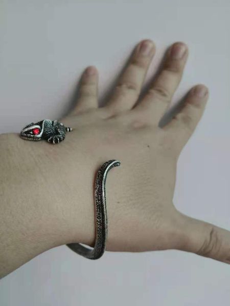 

bangle handmade arrival adjustable lizard cabrite bracelet gecko size reptile, Black
