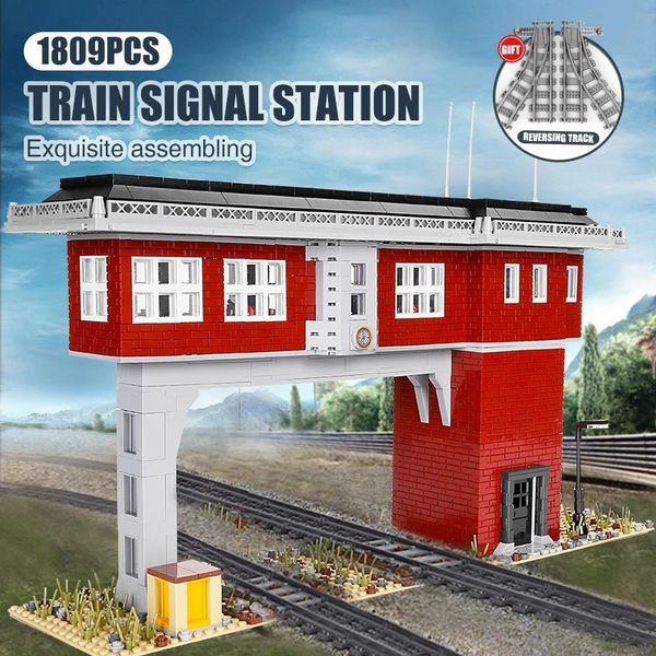 

the railway signal tower of train model building blocks mould king 12009 high-tech car assembly bricks education children christmas gifts bi