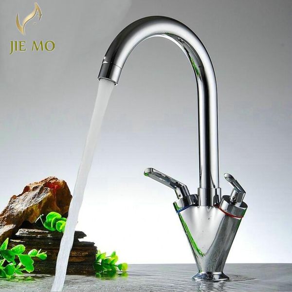 

bathroom sink faucets brass quality double handle kitchen tap,kitchen mixer,round swivel faucets,torneira jm1007