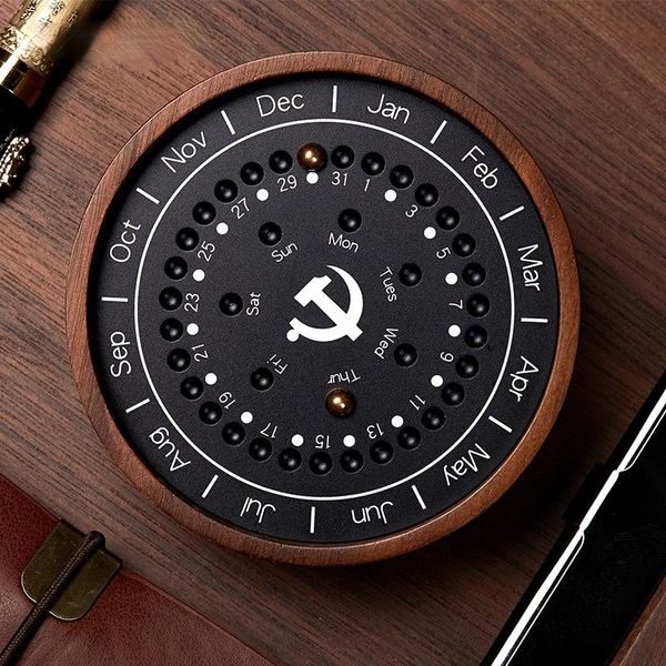 

nordic retro creative wooden crafts planetary calendar bedroom study decoration home decor bedside time viewer birthday gift desk & table cl