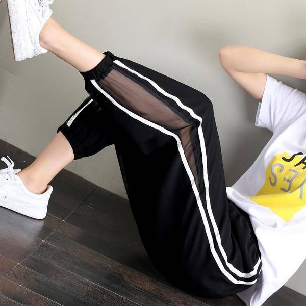 

women's pants & capris high waist loose hip hop casual trouser mid harem women slim fashion female, Black;white