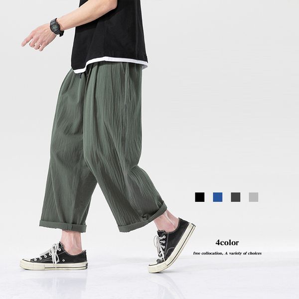 

summer baggy joggers cotton harem pants men harajuku plus size casual drawstring waist black wide leg trousers 4xl 5xl 210412