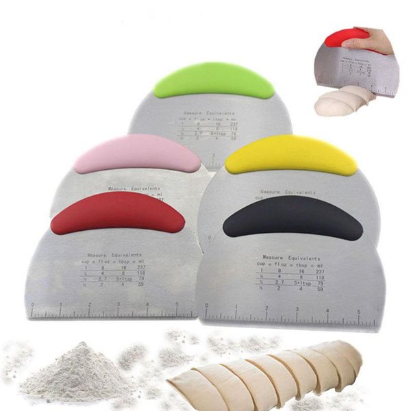 

baking & pastry tools stainless steel dough cutter ergonomic pp non slip handle stable multi scale design no rust cake scraper gq