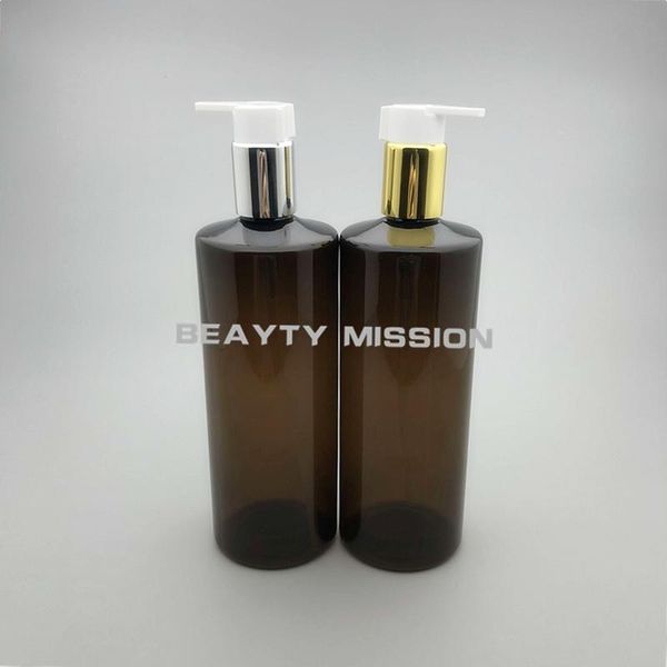 

storage bottles & jars beauty mission 12 pcs/lot 500ml brown lotion bottle pump high-grade large size for shower gel shampoo plastic empty