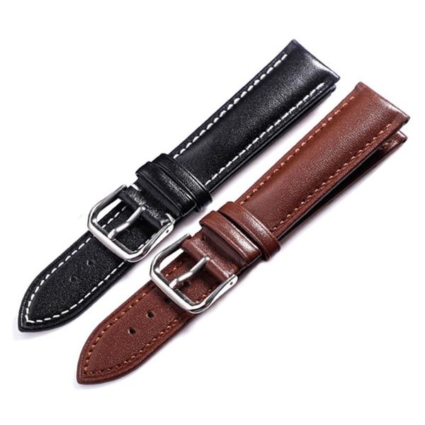 

watch bands classic leather band plain pattern strap replacement stainless steel buckle bracelet for men women wb152, Black;brown